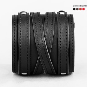 Wide stitched Leather wristbands - Leather wrist cuff - Leather bracelet mens - Wide leather arm guard for mens Leather armlet buckle 6714st