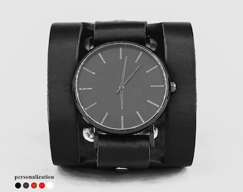 wide boho Leather watch cuff band for men or women for wrist 5.9-7.1 in for Lug 10mm 12mm 14mm 16mm 18mm 20mm 22mm 24mm 26mm, 5620