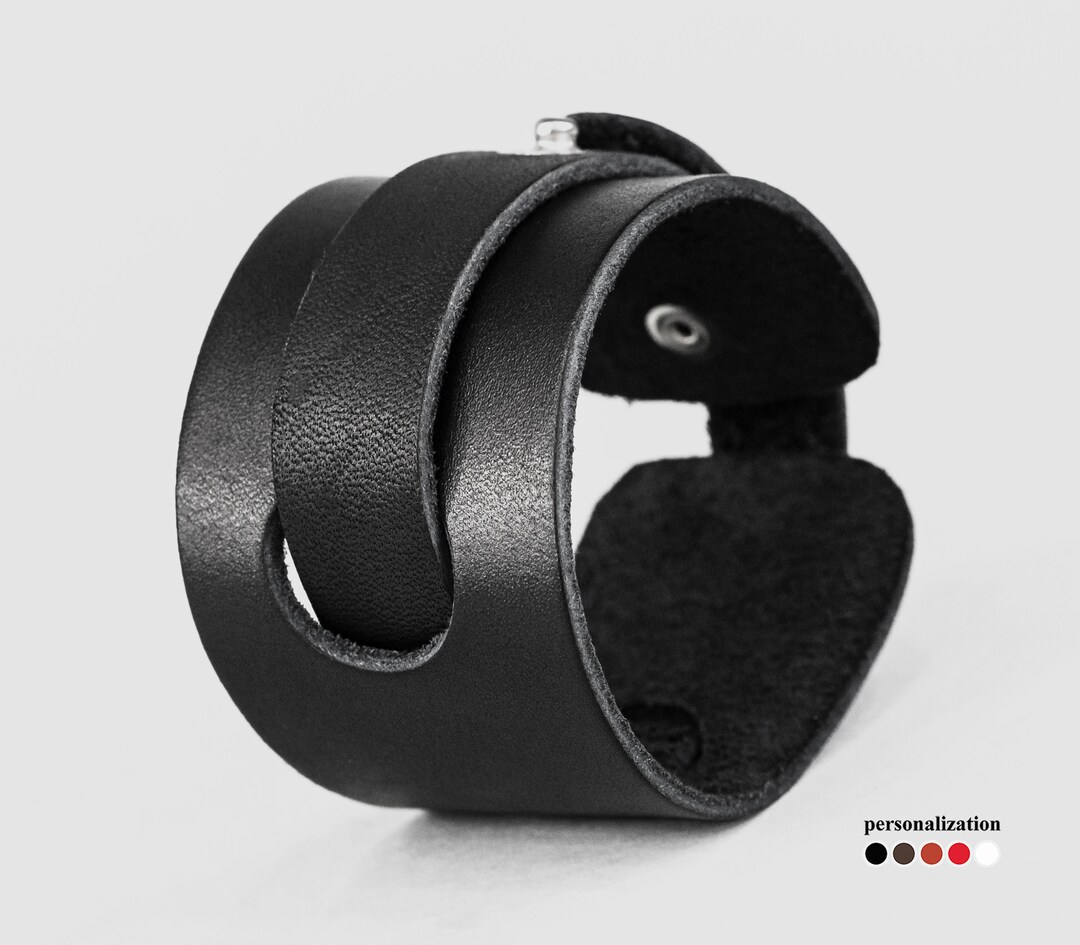 Leather Wrist Cuff Bracelet for Men or Women Wide Leather Etsy