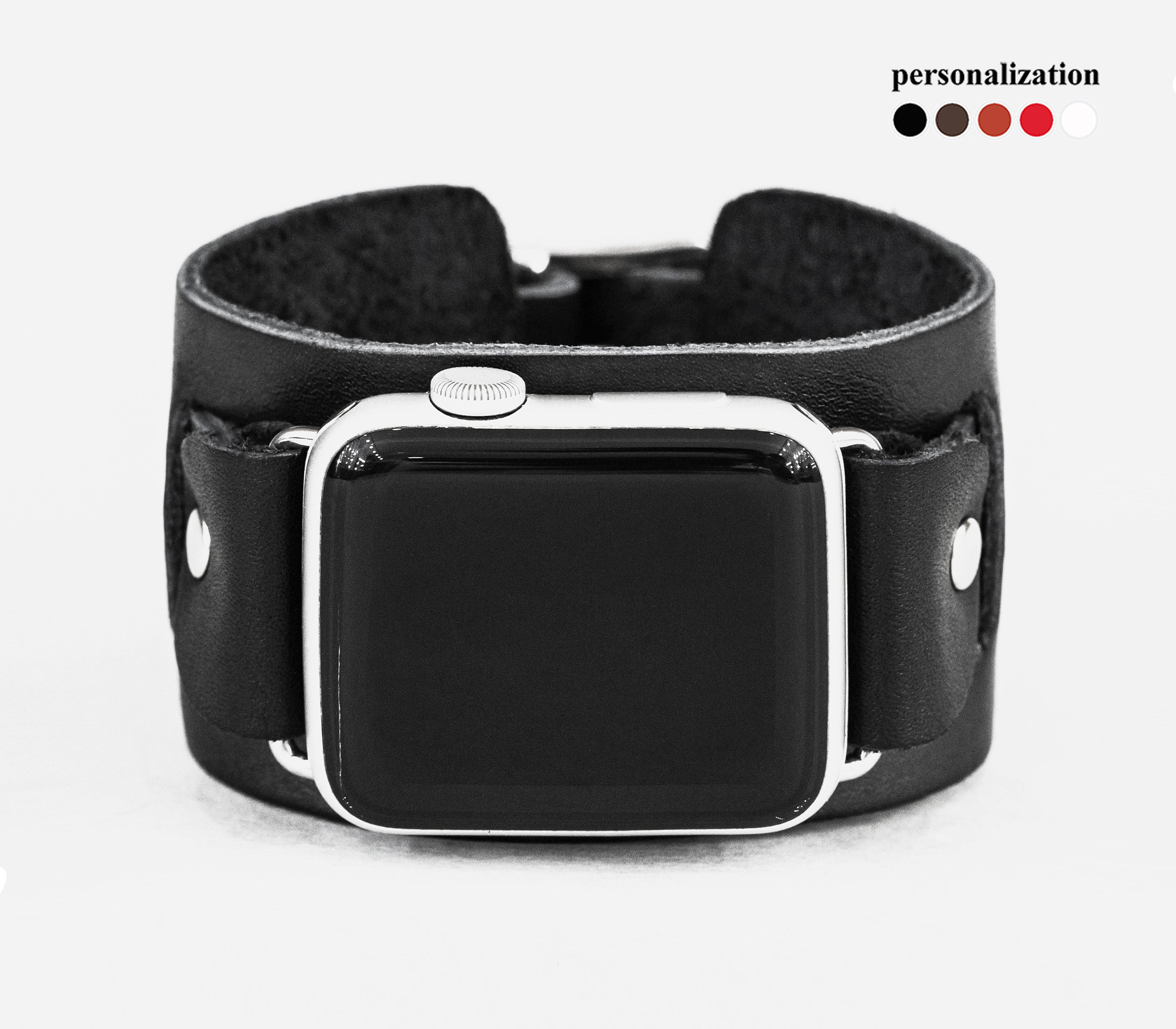 Wide Leather Apple Watch Cuff Band for Men or Women 38mm 40mm 41mm 42mm ...