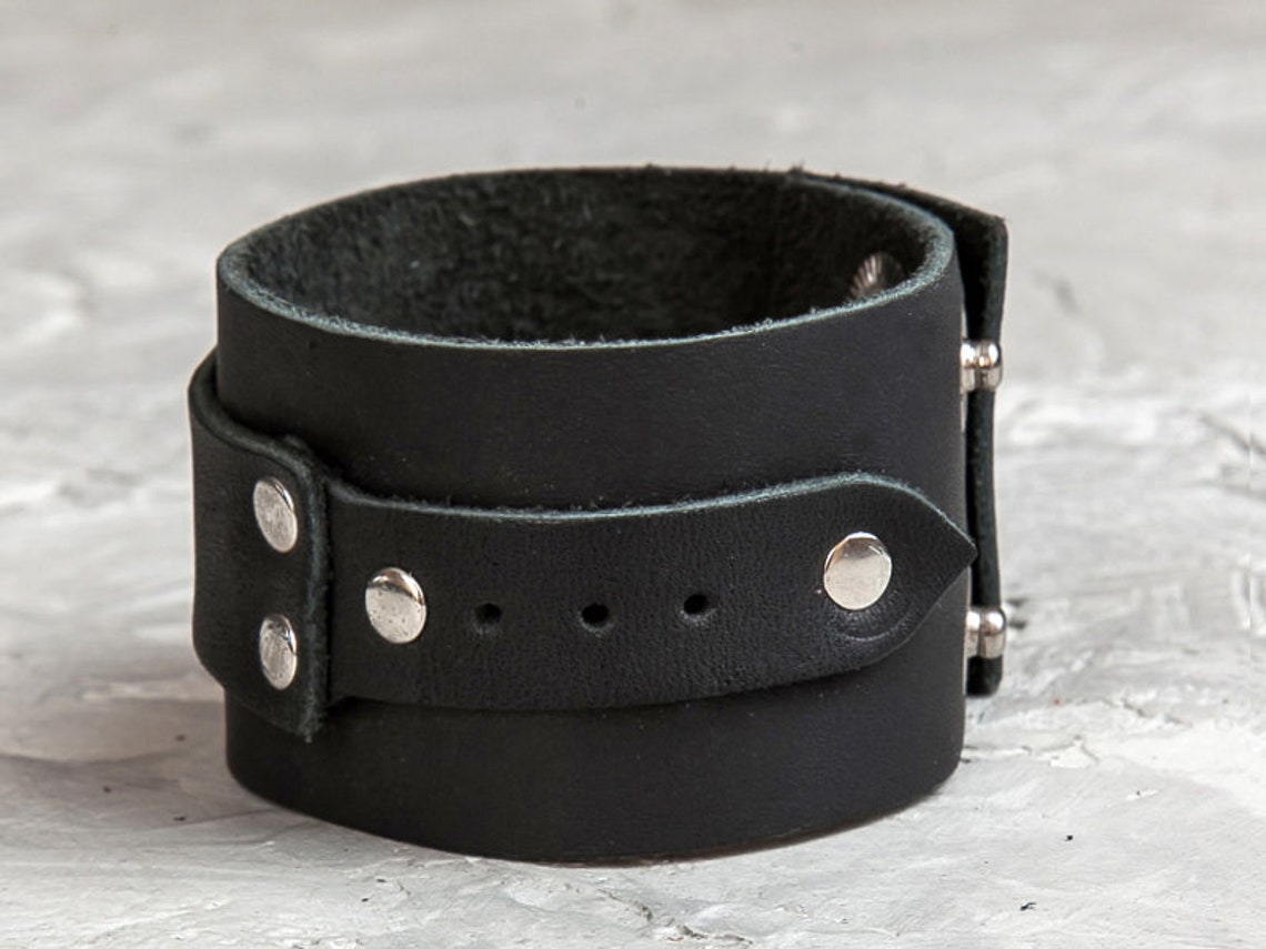 Leather wrist cuff Leather bracelet mens Leather bracelet Etsy