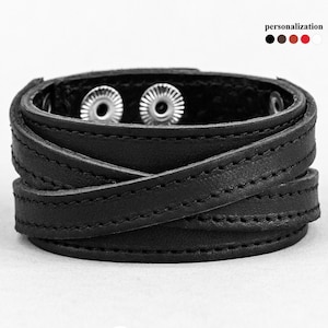 stylish cross Leather cuff Bracelet - Wide unisex Leather Armband for men or women, 3291st