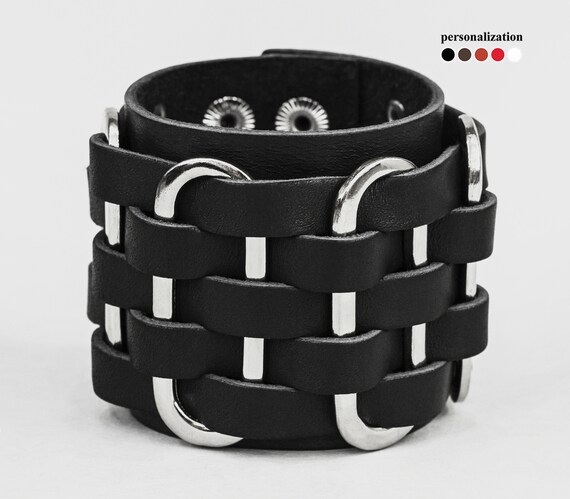 Womens wide 2024 leather cuff bracelet