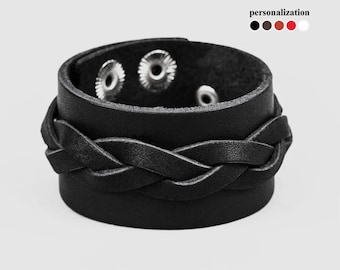 breites geflochtenes Leder Manschettenarmband für Männer oder Frauen für Handgelenk von 12 bis 24 cm, 3631