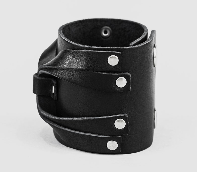 Large bracelet manchette en cuir avec araignée, bracelet manchette large en cuir noir pour homme ou femme, protège-bras en cuir, 3290 image 5