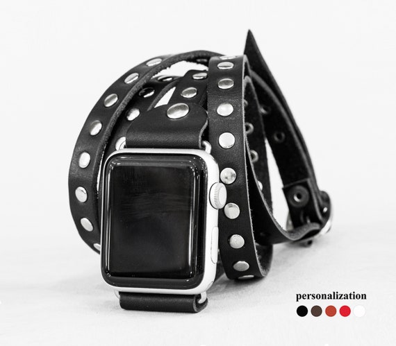 Boho Wrap Rivet Leather Apple Watch Band for Women 38mm 40mm  display picture 2