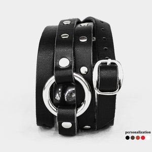 Stud boho leather multi wrap bracelet for man or woman, rivet Leather wrap wristband with o-ring, Gift for Her Mom Sister Wife, 8068
