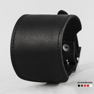 Blank leather wristband for men or women, Leather cuff bracelet, Gothic black bracelet, minimalistic bangle, 6310st