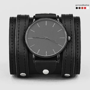 Premium Leather Watch Cuff, Durable Stitched Band for Men & Women, Versatile 10mm-30mm Lug, Artisan Stitched Strap in Multiple Sizes 5715st