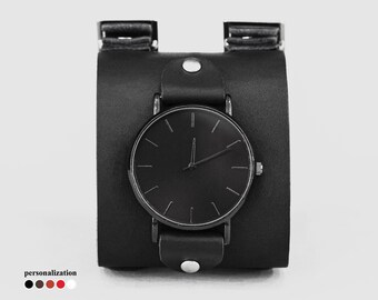 Wide western leather watch cuff band for men or women - Lug 10mm 12mm 14mm 16mm 18mm 20mm 22mm 24mm 26mm 28mm 30mm, 5200
