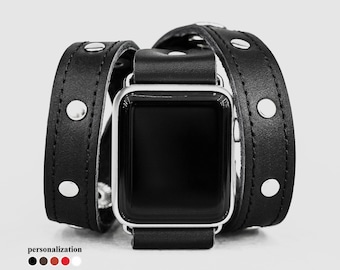 Double wrap boho Leather Apple watch band for men or women 38 40 41 42 44 46 45 49 mm, series 3 4 5 6 7 8 9 10 11 SE Ultra 2 3, 1090st