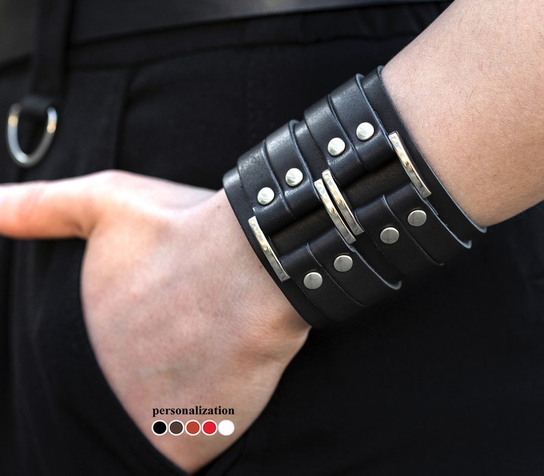 Wide Leather Wristbands Leather Wrist Cuff Leather Cuff - Etsy UK