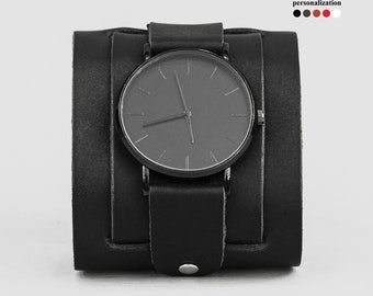 wide Leather watch cuff band for men or women, Leather watch strap for lug 10mm 12mm 14mm 16mm 18mm 20mm 22mm 24mm 26mm 28mm 30mm, 5410