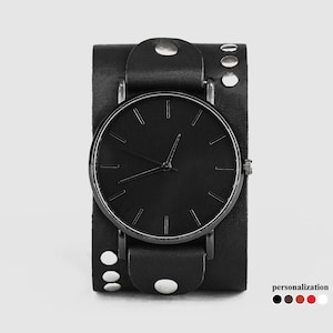 Wide Leather watch strap - Wide Leather watch band Leather cuff watch - Lug 10mm 12mm 14mm 16mm 18mm 20mm 22mm 24mm 26mm 28mm 30mm, 5071