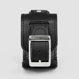 Wide leather stitched cuff band compatible with Samsung and other Smart watch for men or women, 2240st image 4
