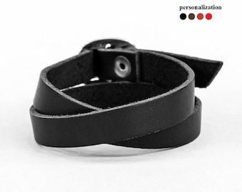 Double wrap leather bracelet for men or women, 8160