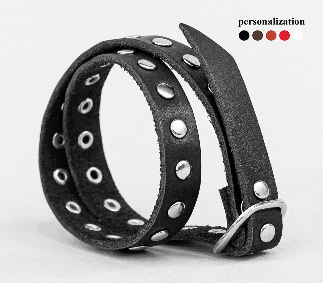 Leather Stud Wrap Bracelet Double Wrap Leather Bracelet Etsy