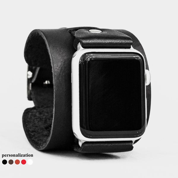 wide Leather apple watch cuff band for men or women 38mm 40mm 41mm 42mm 44mm 45mm 49mm, series 3 4 5 6 7 8 9 SE Ultra Ultra 2, 1550