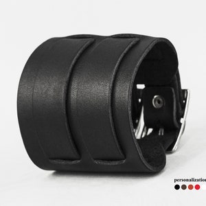 Aviator Leather wrist cuff bracelet for men or  women, wide Leather wristband, 6411
