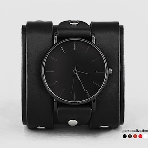 Wide Leather watch strap - Wide Leather watch band Leather cuff watch - Lug 10mm 12mm 14mm 16mm 18mm 20mm 22mm 24mm 26mm 28mm 30mm, 5710