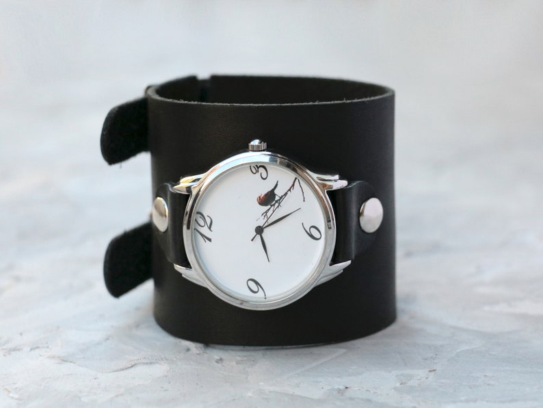 14 26mm Leather Watch Strap Mens Cuff Watch Leather Watch Etsy