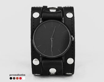 Wide Leather Watch Cuff Band for Men Women for Wrist to