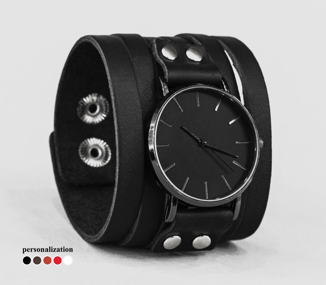 Wide Leather Watch Strap for Men or Women Wide Leather Cuff