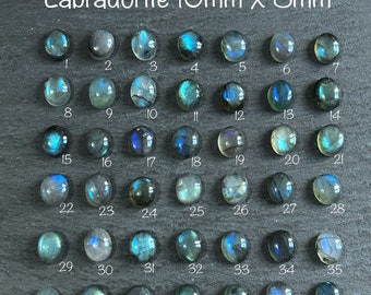 Ring Size Labradorite Blue and Mixed Flash Flat-Backed Cabochon Ovals 10x8mm