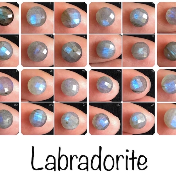 Pierres précieuses rondes à facettes bleues et mixtes en labradorite de 8 mm