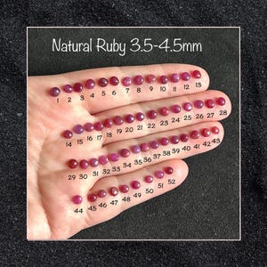 Tamaño del anillo: Rubí natural sin tratar, cabujones redondos de 4 mm (tallas en la descripción)