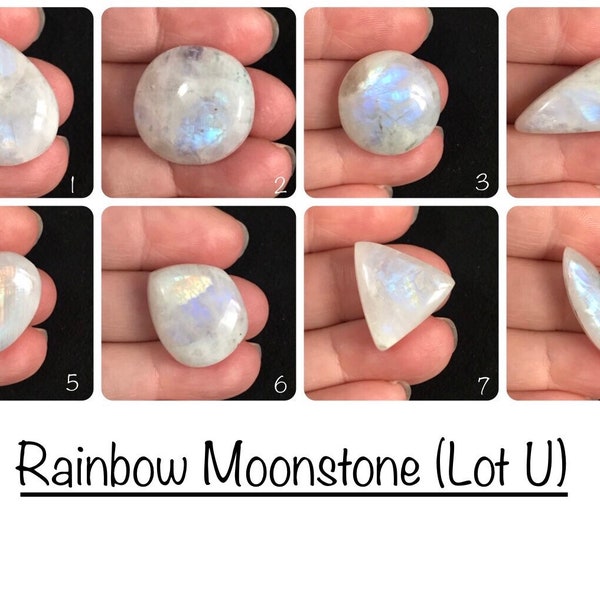 Rainbow Moonstone Cabochon - Round, Triangle, Marquise, Fancy and D Shape (Lot U)