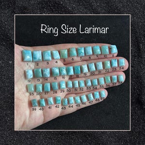 Larimar ringstorlek rektangulär kudde cabochon 7 till 11 mm (storlekar i beskrivningen)