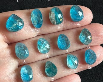 Neon Apatite and Rose Cut Quartz Doublet Teardrop / Pear Drop, Oval and Freeform Cabochons (10 to 12mm)