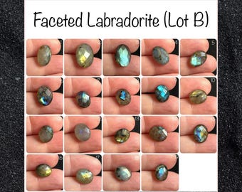 Gemme ovali sfaccettate (entrambi i lati) di labradorite blu e mista (lotto B)