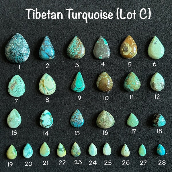 Larme turquoise tibétaine/cabochon goutte poire (lot C)