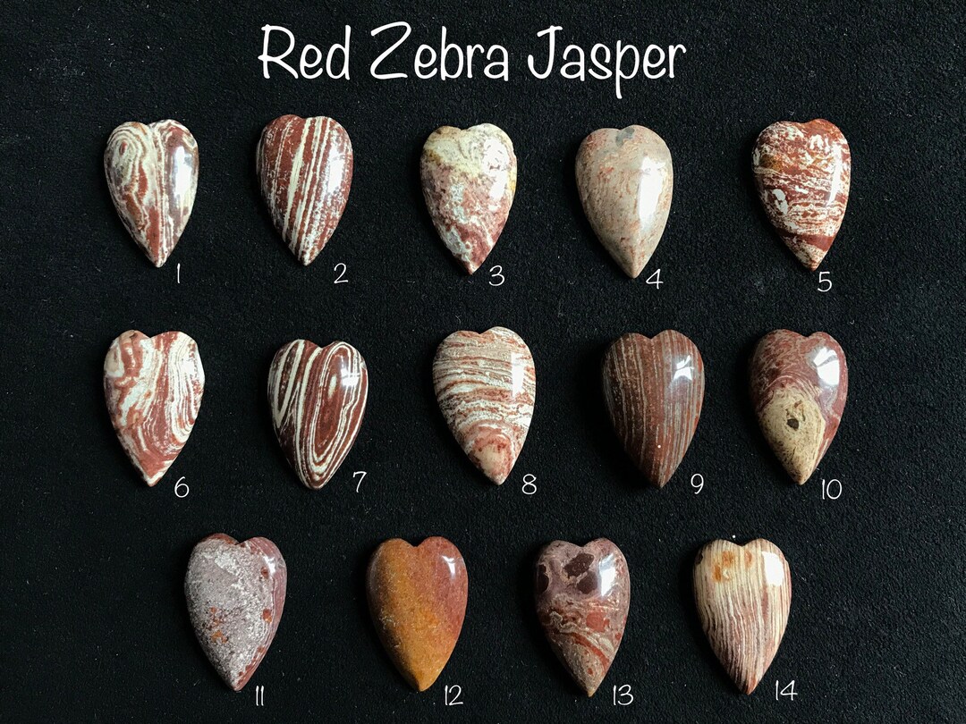 Red Zebra Jasper Heart Pendants drilled Etsy UK