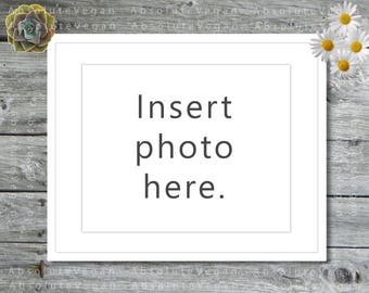 4x5, 8x10, 16x20  DIGITAL White Frame Art or Photo Mockup (landscape) – Rustic Barn Wood, INSTANT DOWNLOAD