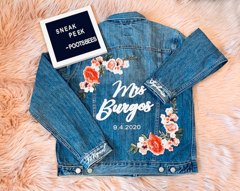 Bride Jean Jacket Engagement gift bridal shower gift bachelorette party bride to be gift