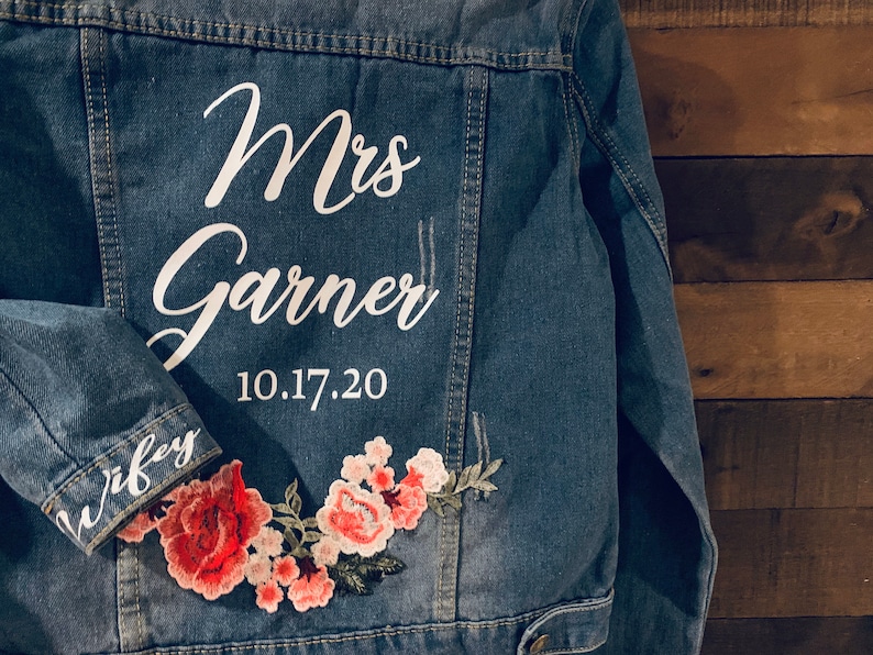 Bride Jean Jacket Engagement gift bridal shower gift bachelorette party bride to be gift
