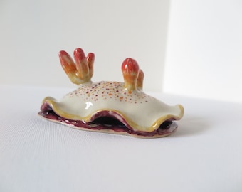 Nudibranch art, underwater painting sculpture , sea creature, handmade ceramic painting, seasalug, nudibranch, artpice. Nudibranch pottery.