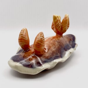 Nudibranch art, underwater painting sculpture , sea creature, handmade ceramic painting, seasalug, nudibranch, artpiece. Nudibranch pottery.