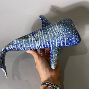 Whaleshark art, underwater painting sculpture , sea creature, handmade ceramic painting, Whale-shark, art piece. Whale shark pottery