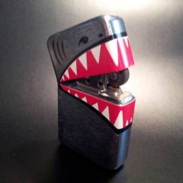 USED XMEN united pyro windproof lighter shark mouth ww2 bomber art movie prop replica comic marvel