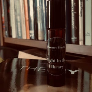 Night in the Library, Book Perfume, Perfume Oil, Suede, Jasmine, Cedarwood, Bookish Perfume, Dark Academia Scent