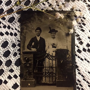Antique Tintype, Fancy Vintage Couple, Late 1860’s