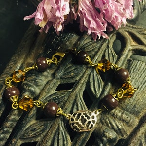 Crystal Topaz, Czech Glass, Handmade Bracelet, OOAK, Gold Plated Bracelet