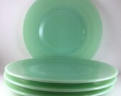 Set of Four. Mosser Glass Jadeite Dinner Plates.