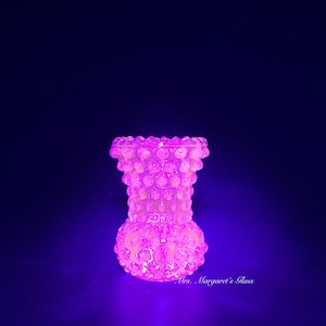 Wilkerson Glass Cornflower Blue UV Glow Hobnail Toothpick Holder/ Mini Bud Vase