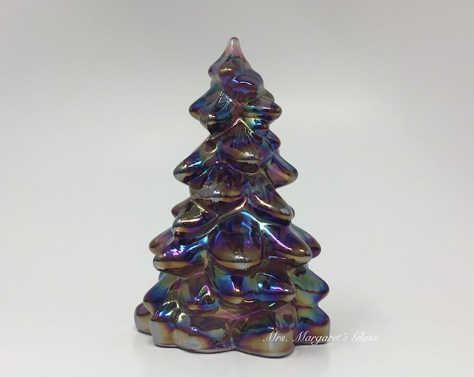 Mosser Glass 5.5" Sugar Plum Purple Carnival Iridescent Christmas Tree