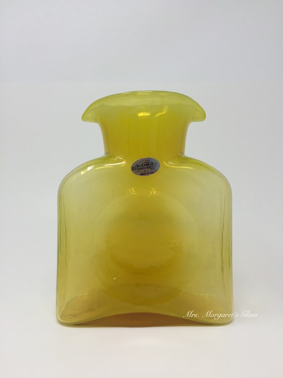 Blenko Glass Citrine Yellow 384 Water Bottle Etsy